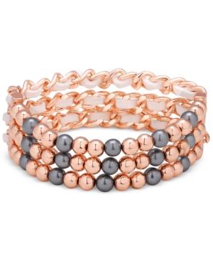 Guess Rose Gold-tone Imitation Pearl Stretch Bracelet