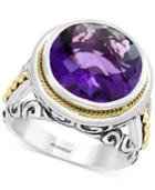 Effy Amethyst Filigree Statement Ring (7-9/10) In Sterling Silver & 18k Gold-plate