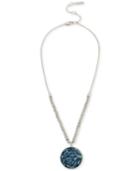 Kenneth Cole New York Silver-tone Stone Chip Disc Pendant Necklace