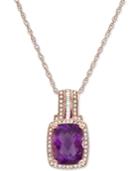Amethyst (2 Ct. T.w.) & Diamond (1/5 Ct. T.w.) 18 Pendant Necklace In 14k Rose Gold