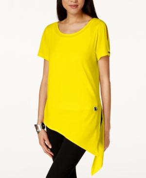 Ny Collection Asymmetrical Split-tie Cold-shoulder Top