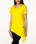 Ny Collection Asymmetrical Split-tie Cold-shoulder Top