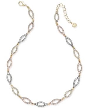 Charter Club Tri-tone Crystal Links Necklace, Only At Macy's
