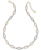 Charter Club Tri-tone Crystal Links Necklace, Only At Macy's