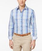 Tasso Elba Men's 100% Cotton Sateen Plaid Shirt, Only At Macy's