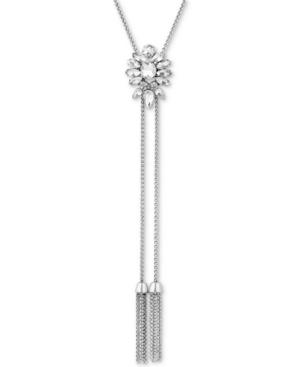 Lucky Brand Silver-tone Crystal & Chain Tassel Lariat Necklace