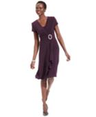 R & M Richards Short-sleeve Faux-wrap Dress