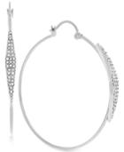 Vince Camuto Silver-tone Wire Pave Hoop Earrings