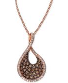 Effy Espresso Diamond Swirl Pendant Necklace (1/2 Ct. T.w.) In 14k Rose Gold