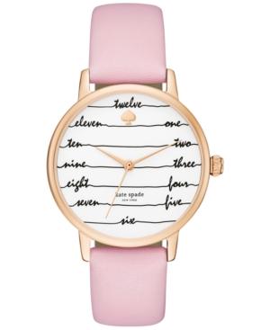 Kate Spade New York Women's Metro Pink Leather Strap Watch 34mm Ksw1239
