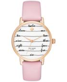 Kate Spade New York Women's Metro Pink Leather Strap Watch 34mm Ksw1239