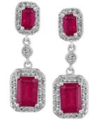 Brasilica By Effy Ruby (3-3/4 Ct. T.w.) And Diamond (1/2 Ct. T.w.) Double Drop Earrings In 14k White Gold