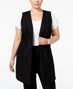 Nine West Plus Size Open-front Long Vest