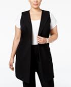 Nine West Plus Size Open-front Long Vest