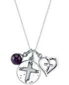 Unwritten Faith Charm And Amethyst Bead (8mm) Necklace In Stainless Steel