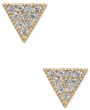 Cubic Zirconia Pave Triangle Stud Earrings In 10k Gold