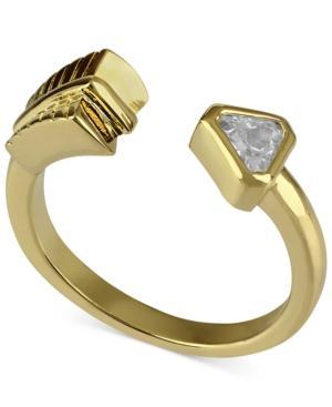 Roman Luxe 14k Gold-plated Crystal Arrow Wrap Ring