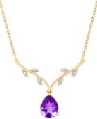 Amethyst (1-3/8 Ct. T.w.) & Diamond Accent Pendant Necklace In 14k Gold