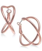 Charter Club Rose Gold-tone Crisscross Double-hoop Earrings, Created For Macy's