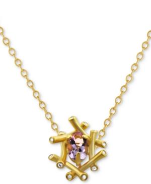Kesi Jewels Pink Amethyst (3/4 Ct. T.w.) & Diamond And White Topaz Accent 16 Pendant Necklace In 18k Gold-plated Sterling Silver