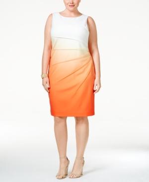 Calvin Klein Plus Size Pleated Ombre Sheath Dress