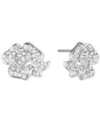 Anne Klein Silver-tone Crystal Flower Stud Earrings