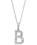 14k White Gold Necklace, Diamond Accent Letter B