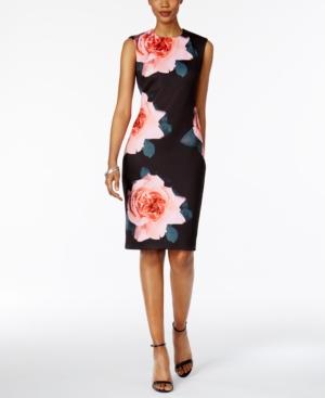 Tahari Asl Rose Scuba Sheath Dress
