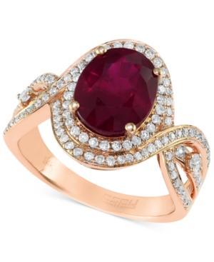 Rosa By Effy Ruby (2-7/8 Ct. T.w.) And Diamond (1/2 Ct. T.w.) Oval Ring In 14k Rose Gold