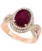 Rosa By Effy Ruby (2-7/8 Ct. T.w.) And Diamond (1/2 Ct. T.w.) Oval Ring In 14k Rose Gold