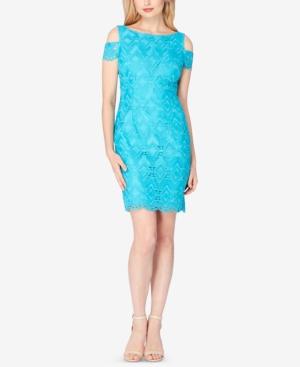 Tahari Asl Cold-shoulder Lace Sheath Dress
