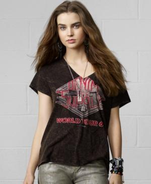 Denim & Supply Ralph Lauren Short-sleeve V-neck Acid-wash Graphic T-shirt
