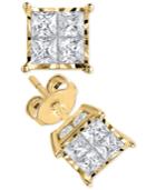 Trumiracle Princess-cut Diamond Stud Earrings (1 Ct. T.w.) In 14k White Gold Or 14k Gold