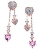 Danori Rose Gold-tone Pave & Crystal Heart Drop Earrings, Created For Macy's