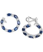 Sapphire (4-5/8 Ct. T.w.) & Diamond (1 Ct. T.w.) Circular Drop Earrings In 14k White Gold