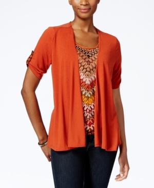 Ny Collection Petite Lace Layered-look Top