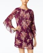 Emerald Sundae Juniors' Printed Ruffle-sleeve Shift Dress