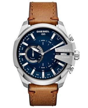 Diesel Men's Mega Chief Brown Leather Strap Hybrid Smart Watch 48mm