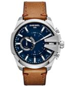 Diesel Men's Mega Chief Brown Leather Strap Hybrid Smart Watch 48mm