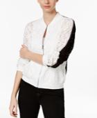 Inc International Concepts Colorblocked Lace Bomber Jacket, Only At Macy's