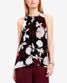 Vince Camuto Pleated Floral-print Top
