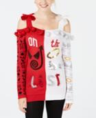 Planet Gold Juniors' Naughty Or Nice Cold-shoulder Sweater