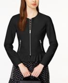 Maison Jules Ruffled Faux-leather Jacket, Created For Macy's