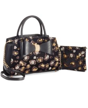 Betsey Johnson Evening Prowl Sequined Velvet Medium Crossbody Satchel