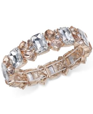 Charter Club Gold-tone Clear & Pink Crystal Stretch Bracelet, Created For Macy's