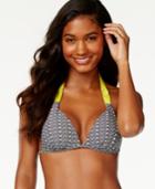 Hula Honey Printed Macrame-trim Push-up Bikini Top Women's Swimsuit