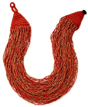 Gold-tone Chunky Seed Bead Necklace