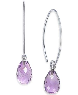 Amethyst Drop Hoop Earrings (6-3/5 Ct. T.w.) In Sterling Silver