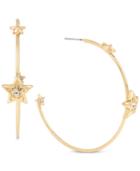 Bcbg Gold-tone Crystal Star Hoop Earrings