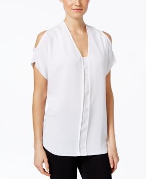 Alfani Petite Cold-shoulder Blouse, Only At Macy's